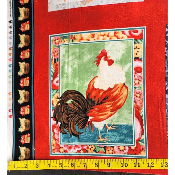 Rooster Fabric Panel By Henry Glass & Co. For Quilts & Crafts 44" x 25" Panel - Picture 3 of 16